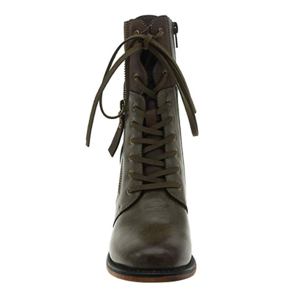 Womens Vintage Distressed Ankle Boots Lace Up - Picture 3 of 5